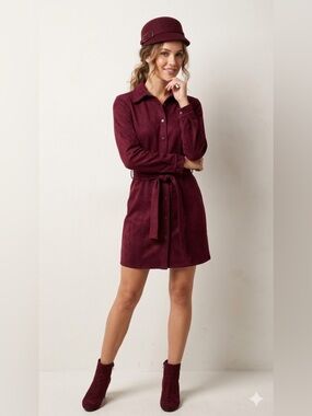 Rachel Zoe Burgundy Shirt Dress